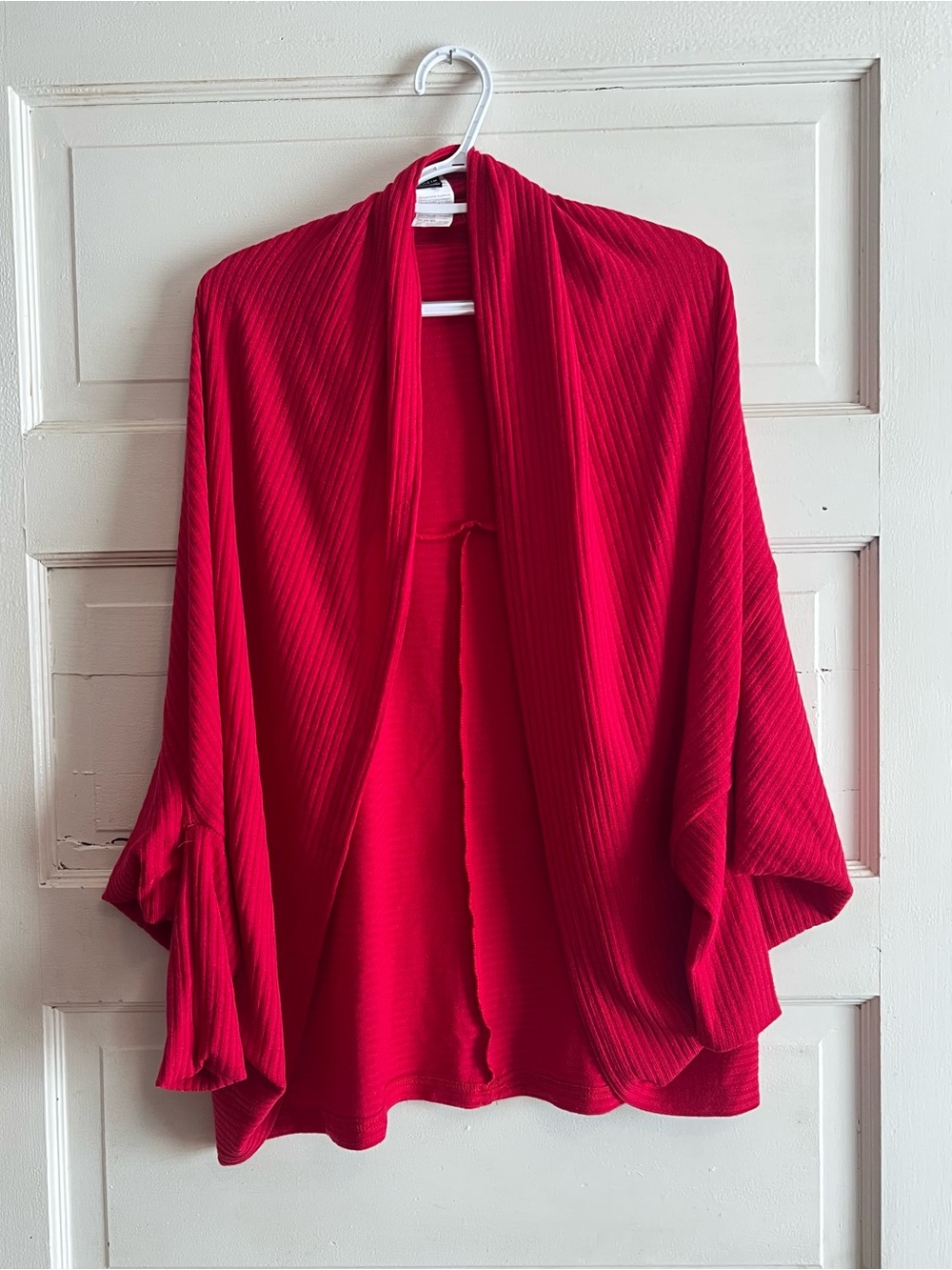 SHEIN Vibrant Red Ribbed Open-Front Cardigan